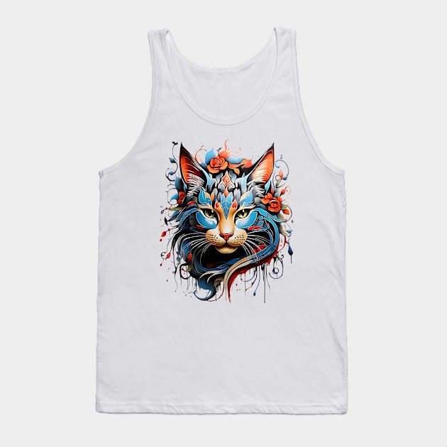 cat tattoo Tank Top by Double You Store